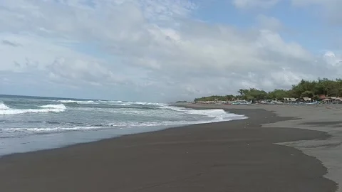 The black sand beach in Java Indonesia. Amazing nature Stock Footage 237296886