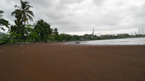 Black sand beach in Limbe Stock Footage 81066058