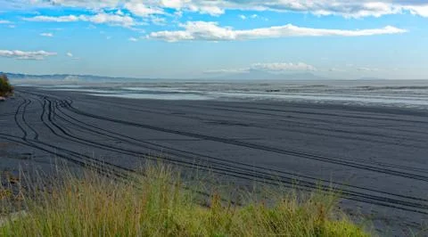 Black sand beach Stock Photos
