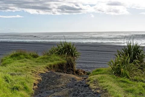 Black sand beach Stock Photos