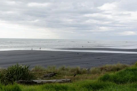 Black sand beach Stock Photos