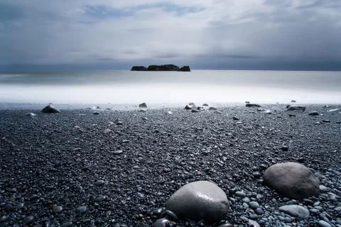 Black sand beach, Reynisfjara, Dyrholaey, Iceland Stock Photos