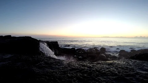 Black sand beach ,Rocks and cliffs at ocean beach. Snowy beach of Iceland. Stock Footage 118241767