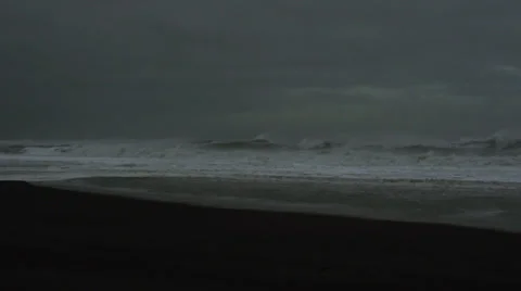 Black Sand Beach in Vik Stock Footage 33972465