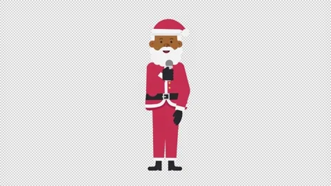 Black Santa Claus Talking on Microphone Stock Footage 205035443