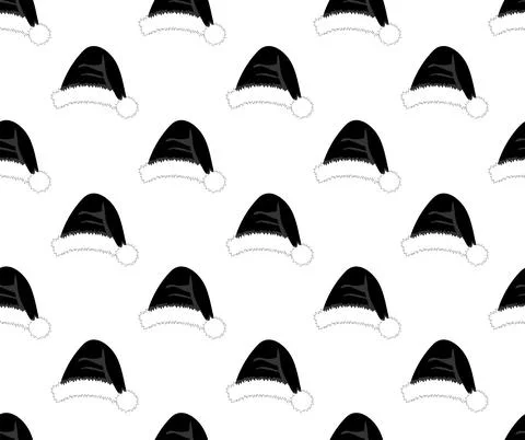 Black Santa Hat on White Background Stock Illustration