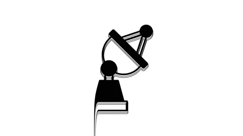 Black Satellite dish icon isolated on white background. Radio antenna, astronomy Stock Footage 233965605