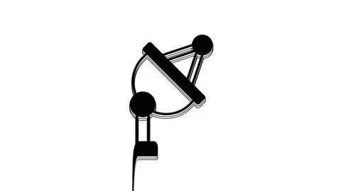 Black Satellite dish icon isolated on white background. Radio antenna, astronomy Stock Footage 233966085