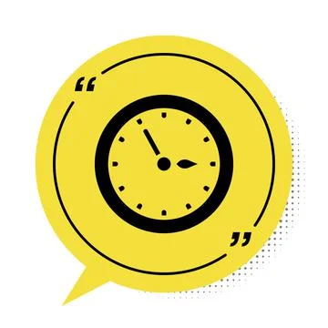 Black Sauna clock icon isolated on white background. Sauna timer. Yellow speech Stock Illustration