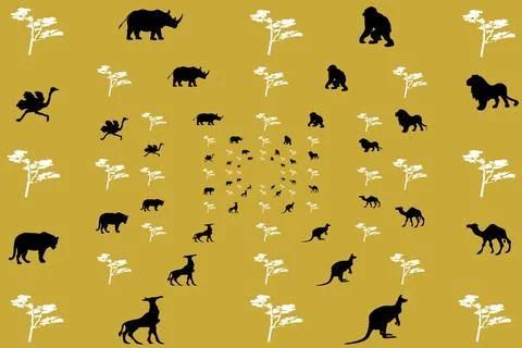 Black Savanna Silhouettes Stock Illustration