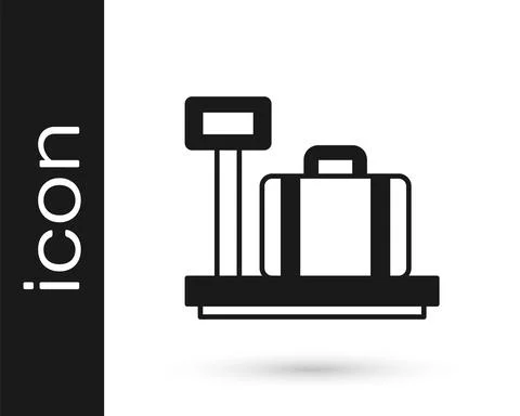 Black Scale with suitcase icon isolated on white background. Logistic and イラスト素材