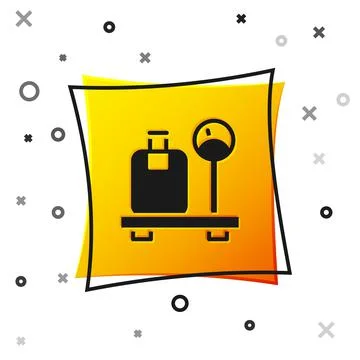 Black Scale with suitcase icon isolated on white background. Logistic and Illustrazione stock