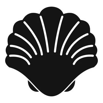 Black scallop shell marine ocean icon silhouette Stock Illustration