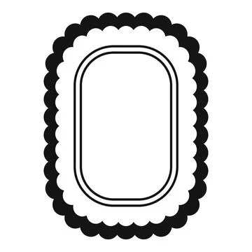 Black scalloped border surrounding rounded rectangle shape イラスト素材