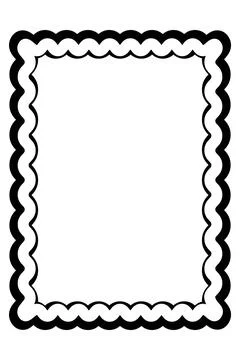 Black Scalloped Rectangle Frame with Bold Decorative Edge Stock Illustration