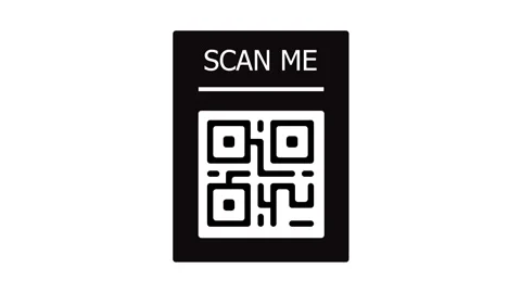 Black Scan Me QR Code Icon Animation on White Background. Stock Footage 341402412