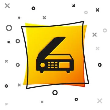 Black Scanner icon isolated on white background. Scan document, paper copy Stock Illustration