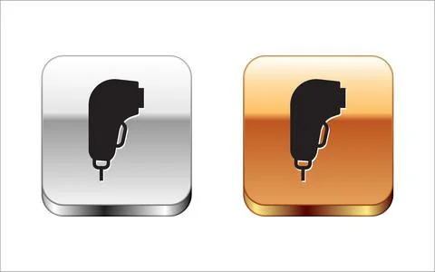 Black Scanner scanning bar code icon isolated on white background. Barcode label Stockillustratie