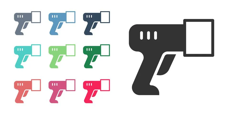 Black Scanner scanning bar code icon isolated on white background. Barcode label Stock-Illustration