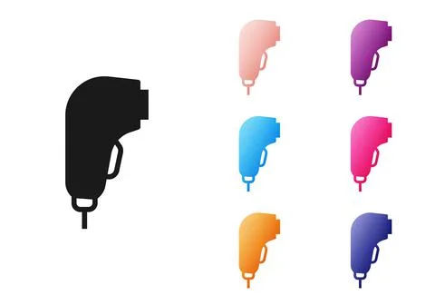 Black Scanner scanning bar code icon isolated on white background. Barcode label Stock-Illustration