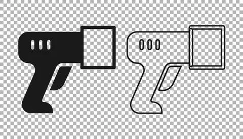 Black Scanner scanning bar code icon isolated on transparent background. Barcode 스톡 일러스트