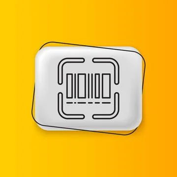 Black Scanner scanning bar code icon isolated on yellow background. Barcode.. Illustrazione stock