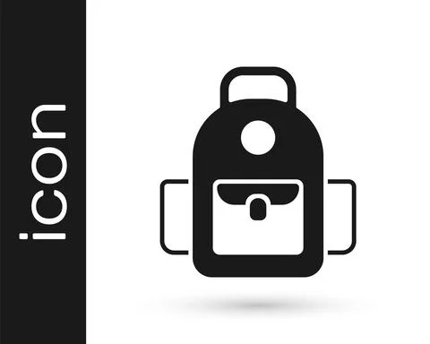Black School backpack icon isolated on white background. Vector 스톡 일러스트