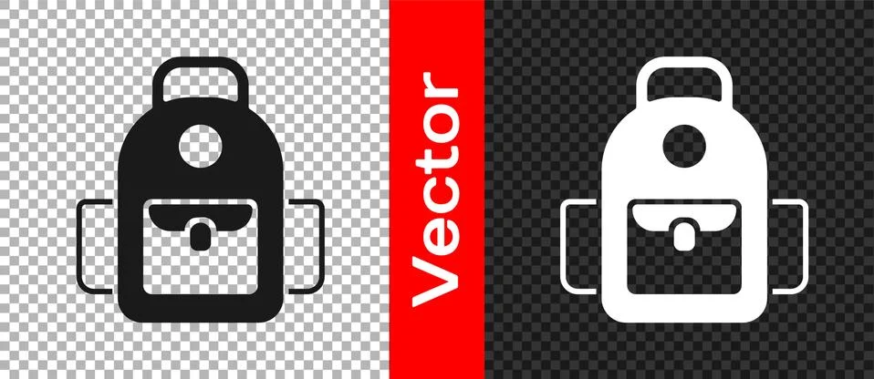 Black School backpack icon isolated on transparent background. Vector イラスト素材