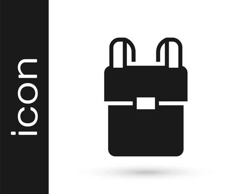 Black School backpack icon isolated on white background. Vector Stock Illustration