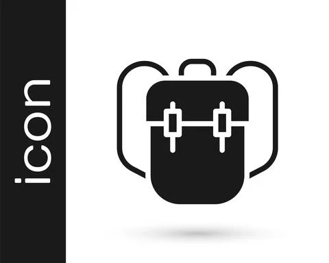 Black School backpack icon isolated on white background. Vector Stock Illustration