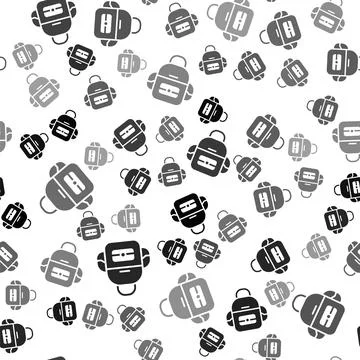 Black School backpack icon isolated seamless pattern on white background. Vector 库存插图