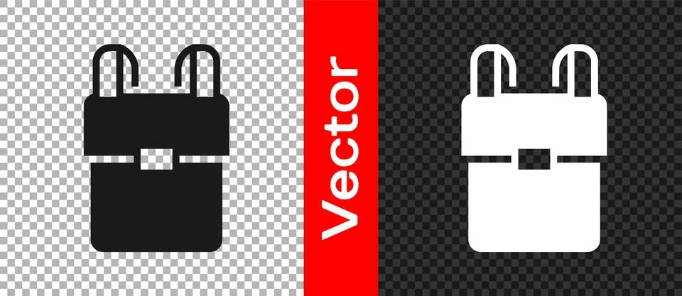 Black School backpack icon isolated on transparent background. Vector 스톡 일러스트
