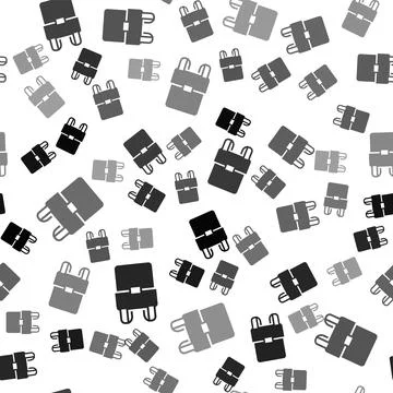 Black School backpack icon isolated seamless pattern on white background. Vector 스톡 일러스트