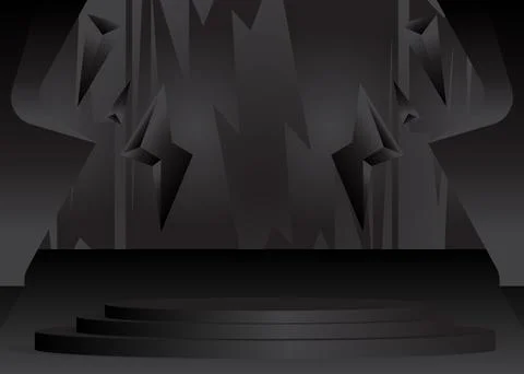 Black Sci-fi Mockup product display. Futuristic Gray vector 3D room, minima.. Stock Illustration