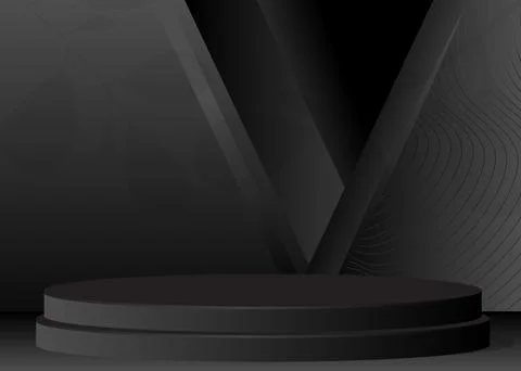 Black Sci-fi Mockup product display. Futuristic Gray vector 3D room, minima.. Stock Illustration