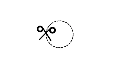 Black scissors cutting dashed circle icon animation isolated on white background 스톡 동영상 339658829