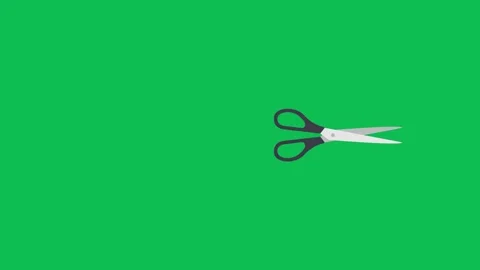 Black scissors cutting flat animation with cutting effect motion. Stock-Footage 340529213