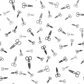 Black Scissors icon isolated seamless pattern on white background. Tailor symbol イラスト素材