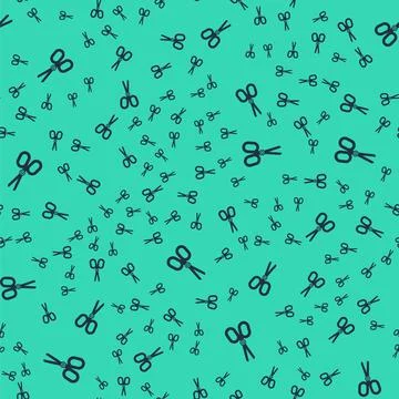 Black Scissors icon isolated seamless pattern on green background. Tailor symbol 스톡 일러스트