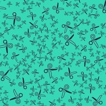 Black Scissors icon isolated seamless pattern on green background. Cutting tool Illustrazione stock