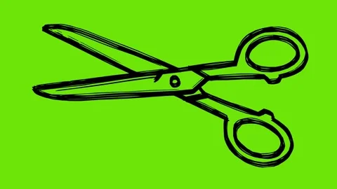 Black scissors icon line boil effect animation Stock Footage 341878127