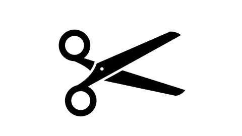 Black scissors opening and closing on a white background, simple animation Stock Footage 327762382