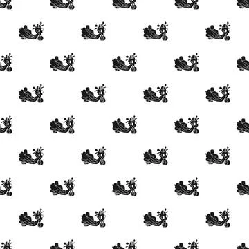 Black scooter silhouette seamless pattern on white background Stock Illustration