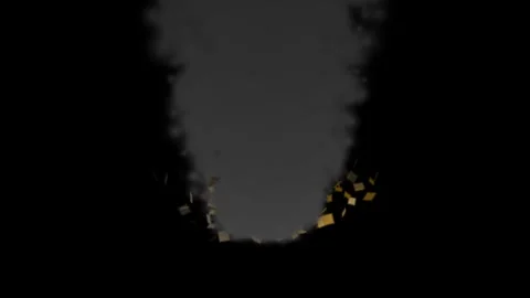 Black screen animation of tornado and flying debris Stock Footage 313834675