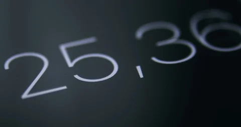 Black screen of digital stopwatch with countdown white running numbers with Stock Footage 107595293