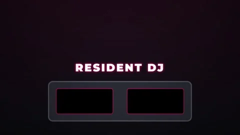 Black screen with glowing neon text 'RESIDENT DJ', music event background Stock Footage 337577004