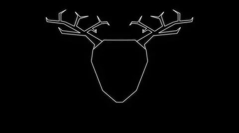 Black screen with neon white lined deer Stock Illustration