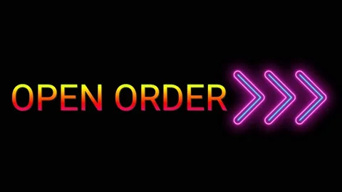 Black screen OPEN ORDER the arrow points to the right Stock Footage 199898987