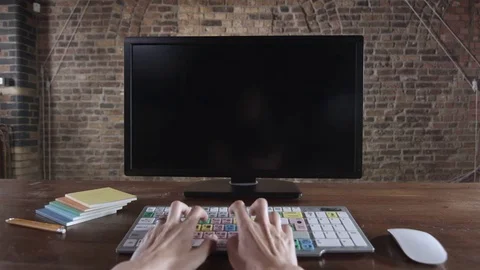Black screen POV typing into copy space Stock Footage 71342343