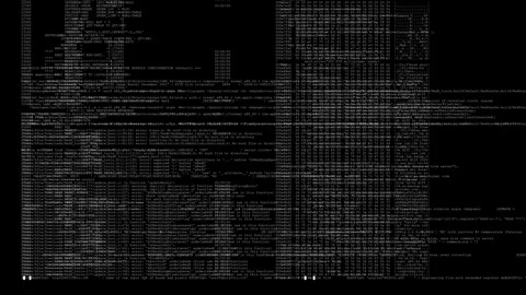 Black screen with running data, numbers and letters for modern technology. Stock Footage 302157147